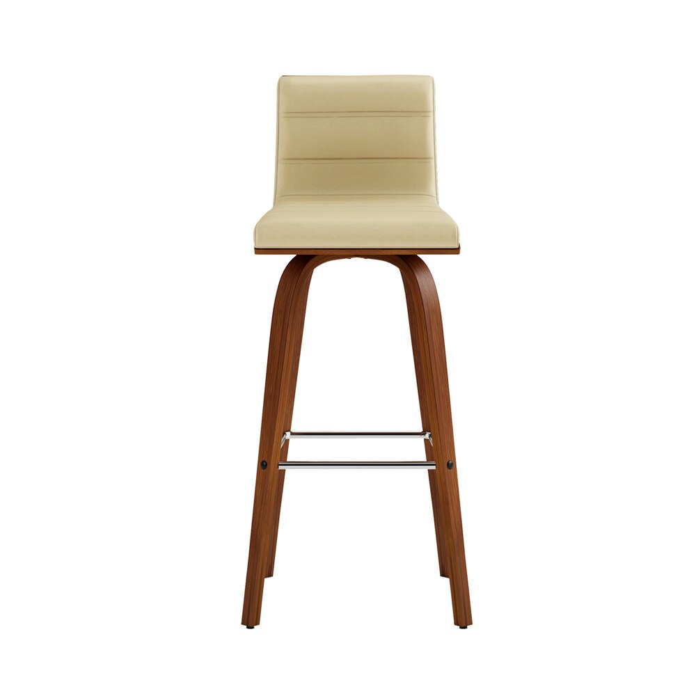 Armen Living - Vienna 30in Bar Height Swivel Cream Faux Leather and Walnut Wood Bar Stool - LCVIBACRWA30 veiw 3