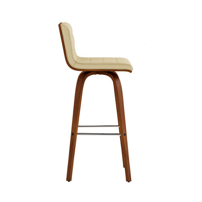 Armen Living - Vienna 30in Bar Height Swivel Cream Faux Leather and Walnut Wood Bar Stool - LCVIBACRWA30 veiw 4