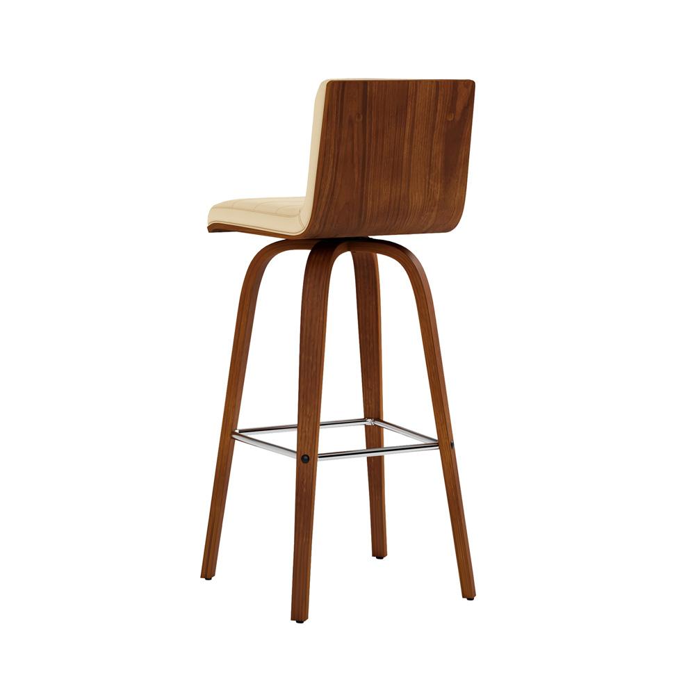 Armen Living - Vienna 30in Bar Height Swivel Cream Faux Leather and Walnut Wood Bar Stool - LCVIBACRWA30 veiw 5