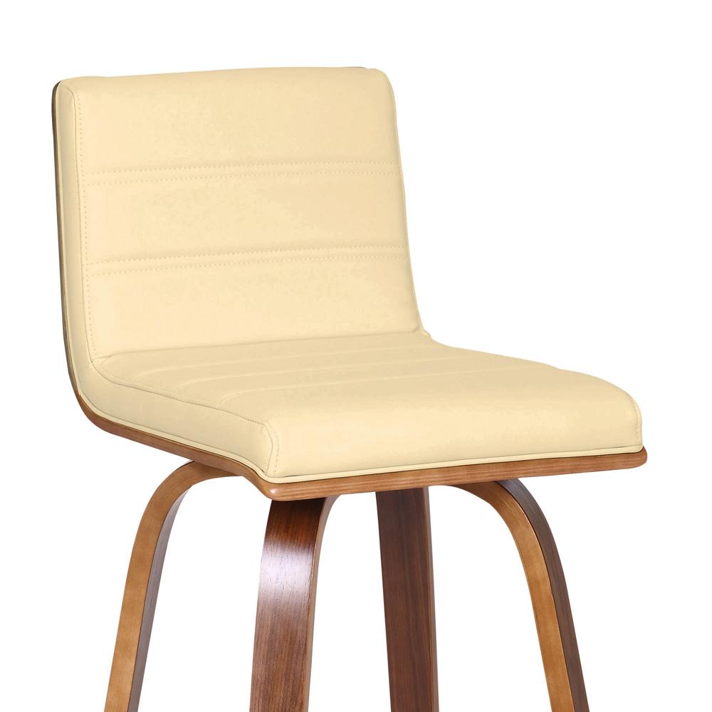 Armen Living - Vienna 30in Bar Height Swivel Cream Faux Leather and Walnut Wood Bar Stool - LCVIBACRWA30 veiw 6