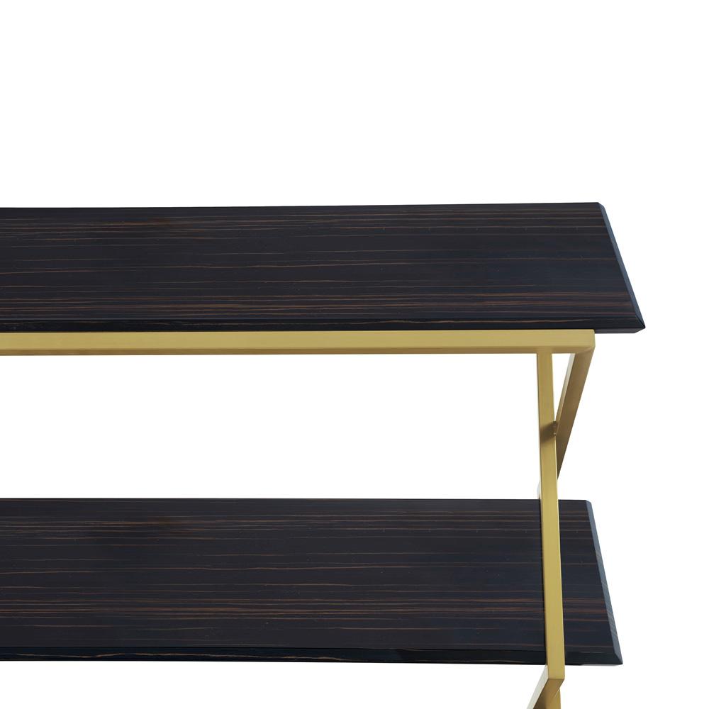 Armen Living - Westlake 3-Tier Dark Brown Console Table with Brushed Gold Legs - LCWLCNBRGLD veiw 3
