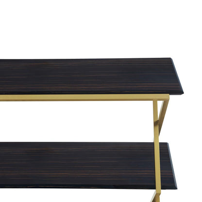 Armen Living - Westlake 3-Tier Dark Brown Console Table with Brushed Gold Legs - LCWLCNBRGLD veiw 3