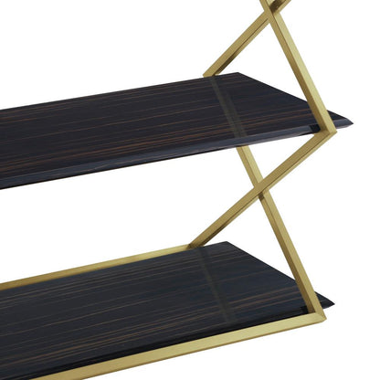 Armen Living - Westlake 3-Tier Dark Brown Console Table with Brushed Gold Legs - LCWLCNBRGLD veiw 4