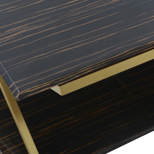 Armen Living - Westlake Dark Brown Veneer Coffee Table with Brushed Gold Legs - LCWLCOBRGLD veiw 2