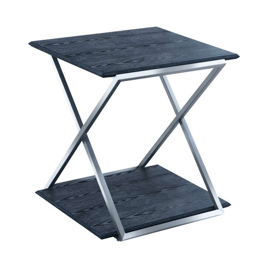 Armen Living - Westlake Black Veneer End Table with Brushed Stainless Steel Frame - LCPDLABLBS veiw 1