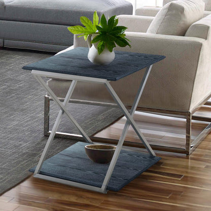 Armen Living - Westlake Black Veneer End Table with Brushed Stainless Steel Frame - LCPDLABLBS veiw 5