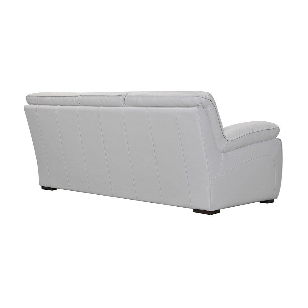 Armen Living - Zanna Contemporary Sofa in Genuine Dove Gray Leather with Brown Wood Legs - LCZA3DV veiw 3