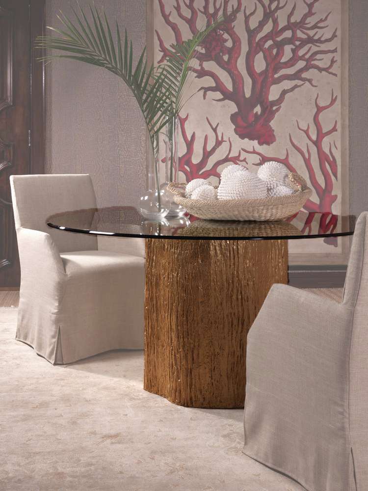 Artistica Home - Signature Designs Trunk Segment Round Dining Table With Glass Top-Gold Leaf - Gold leaf finish - 01-2036-870-56C veiw 1