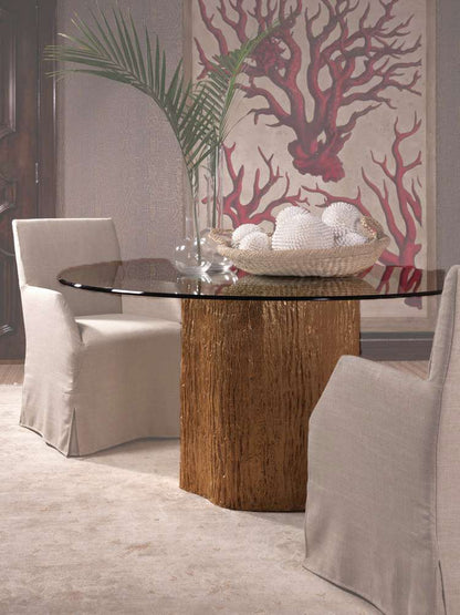 Artistica Home - Signature Designs Trunk Segment Round Dining Table With Glass Top-Gold Leaf - Gold leaf finish - 01-2036-870-56C veiw 1