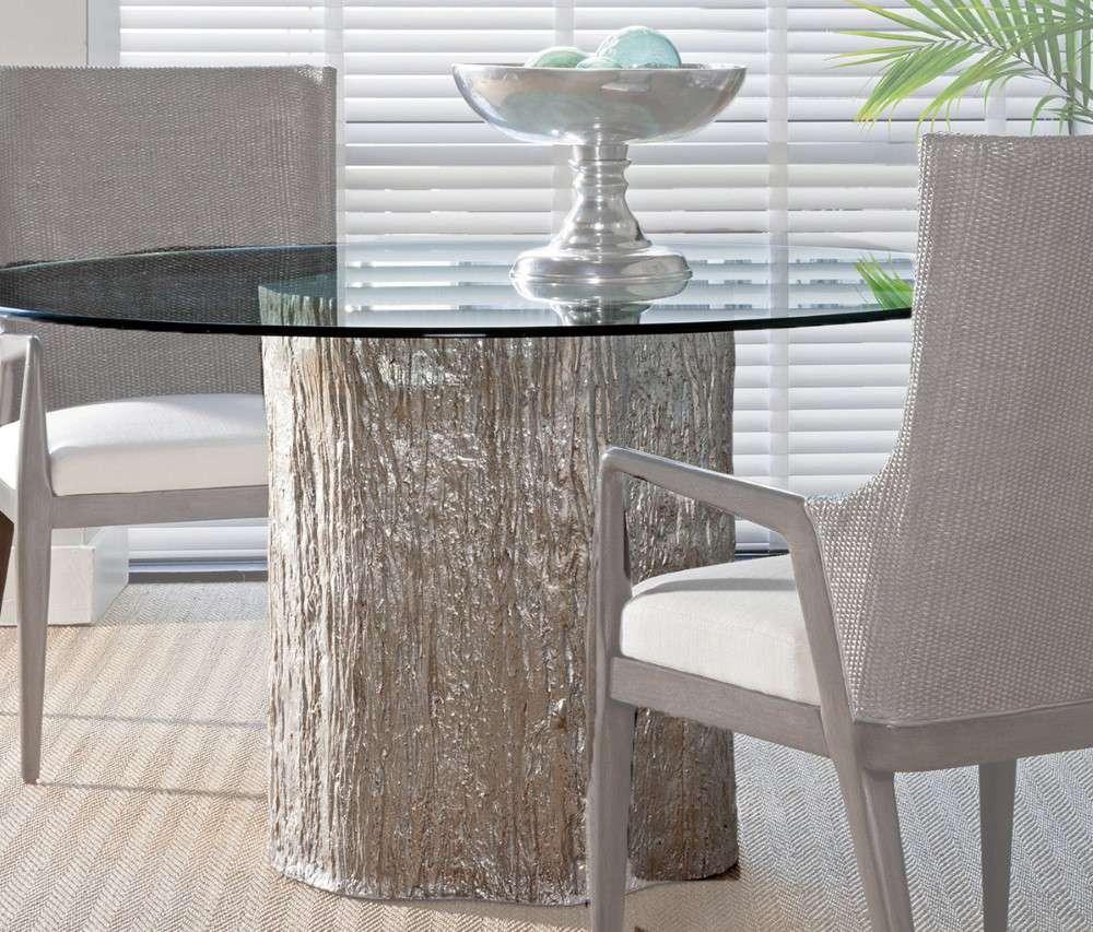 Artistica Home - Signature Designs Trunk Segment Round Dining Table With Glass Top - Silver Leaf - Silver Leaf Finish - 01-2037-870-56C veiw 1