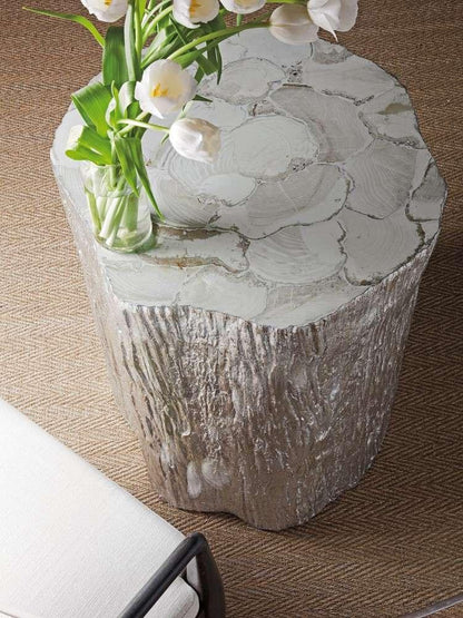 Artistica Home - Signature Designs Trunk Segment Round Dining Table With Glass Top - Silver Leaf - Silver Leaf Finish - 01-2037-870-56C veiw 2