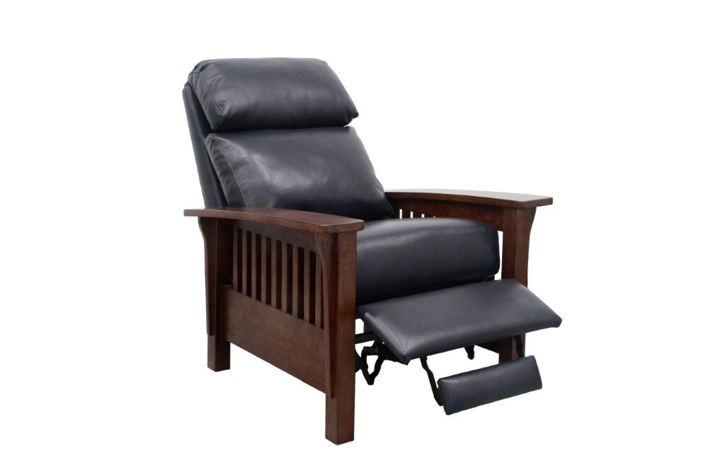 BarcaLounger - Mission Recliner Shoreham Blue Leather - 73323570047 veiw 3
