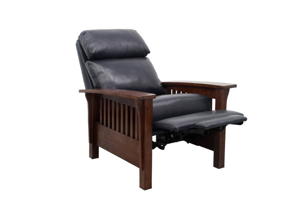 BarcaLounger - Mission Recliner Shoreham Blue Leather - 73323570047 veiw 4