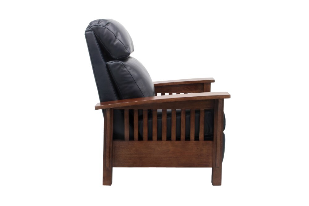 BarcaLounger - Mission Recliner Shoreham Blue Leather - 73323570047 veiw 5