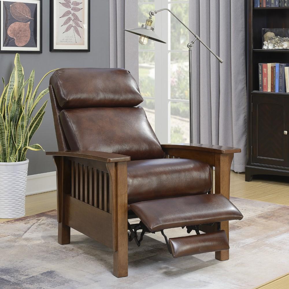 BarcaLounger - Mission Recliner Wenlock Fudge Leather - 73323570287 veiw 7