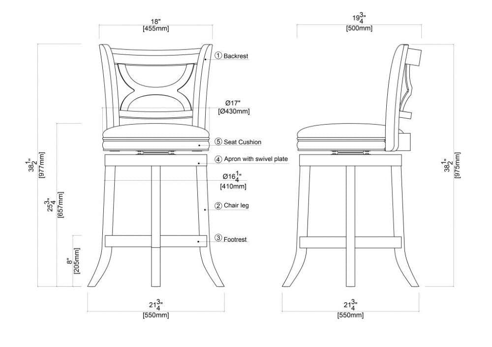 Boraam - 24in Florence Swivel Stool in Black Sandthru - 45724 veiw 8