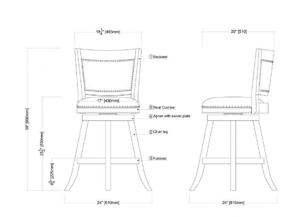 Boraam - 24in Melrose Counter Stool in Driftwood Gray Wire-Brush And Ivory - 76524 veiw 5