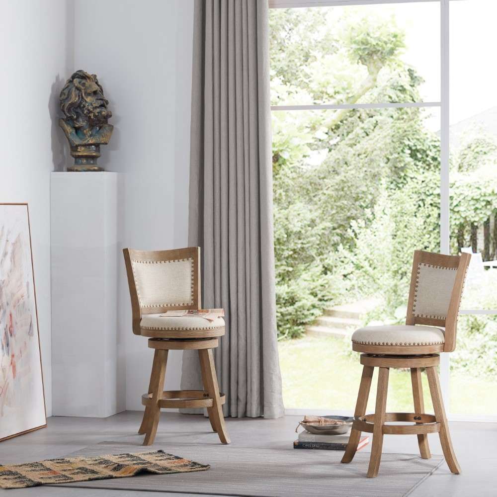 Boraam - 24in Melrose Counter Stool in Driftwood Gray Wire-Brush And Ivory - 76524 veiw 6