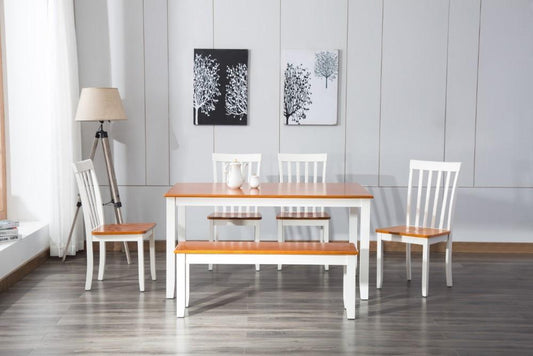 Boraam - 6Pc Bloomington Dining Set in White and Honey Oak - 22034 veiw 1
