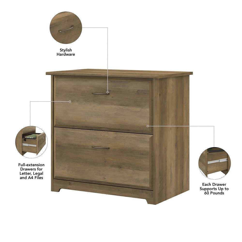 Bush Furniture  -  Cabot 2 Drawer Lateral File Cabinet in Reclaimed Pine  - WC31580 veiw 5