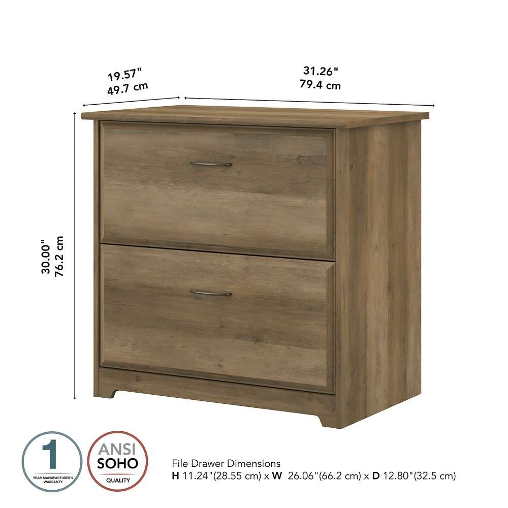 Bush Furniture  -  Cabot 2 Drawer Lateral File Cabinet in Reclaimed Pine  - WC31580 veiw 6