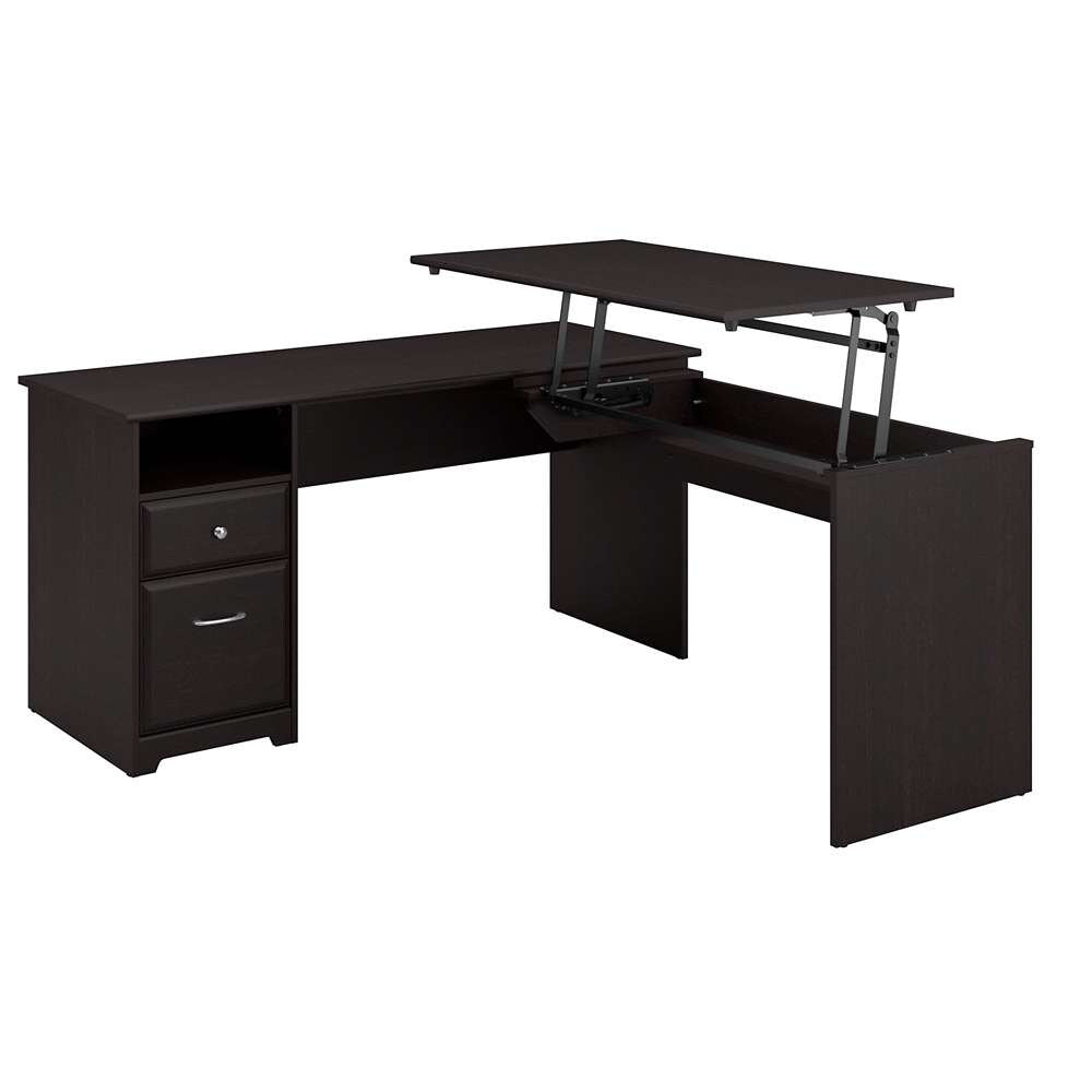 Bush Furniture - Cabot 60W 3 Position L Shaped Sit to Stand Desk in Espresso Oak - CAB043EPO veiw 1