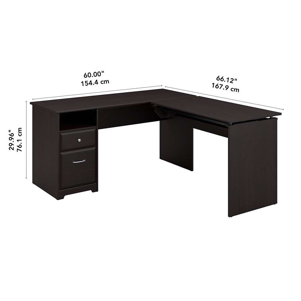 Bush Furniture - Cabot 60W 3 Position L Shaped Sit to Stand Desk in Espresso Oak - CAB043EPO veiw 5