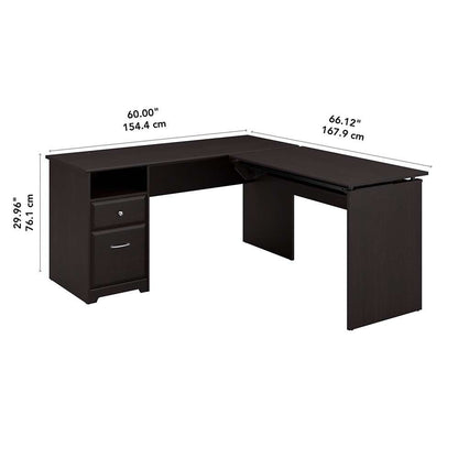 Bush Furniture - Cabot 60W 3 Position L Shaped Sit to Stand Desk in Espresso Oak - CAB043EPO veiw 5