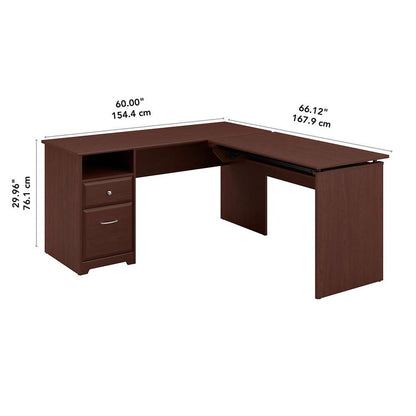 Bush Furniture - Cabot 60W 3 Position L Shaped Sit to Stand Desk in Harvest Cherry - CAB043HVC veiw 5
