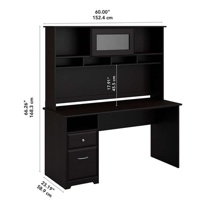 Bush Furniture - Cabot 60W Computer Desk with Hutch and Drawers in Espresso Oak - CAB042EPO veiw 5