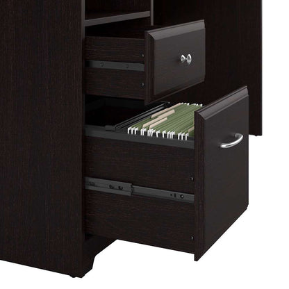 Bush Furniture - Cabot 60W Computer Desk with Hutch and Drawers in Espresso Oak - CAB042EPO veiw 6