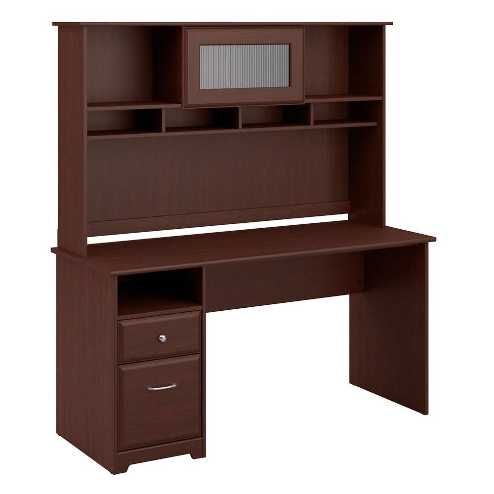 Bush Furniture - Cabot 60W Computer Desk with Hutch and Drawers in Harvest Cherry - CAB042HVC veiw 1