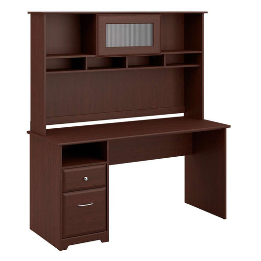 Bush Furniture - Cabot 60W Computer Desk with Hutch and Drawers in Harvest Cherry - CAB042HVC veiw 1