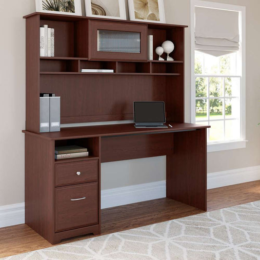 Bush Furniture - Cabot 60W Computer Desk with Hutch and Drawers in Harvest Cherry - CAB042HVC veiw 2