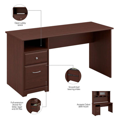 Bush Furniture - Cabot 60W Computer Desk with Hutch and Drawers in Harvest Cherry - CAB042HVC veiw 7