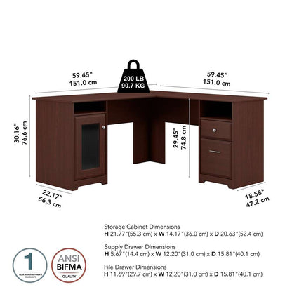 Bush Furniture  -  Cabot 60W L Shaped Computer Desk in Harvest Cherry  - WC31430K veiw 5