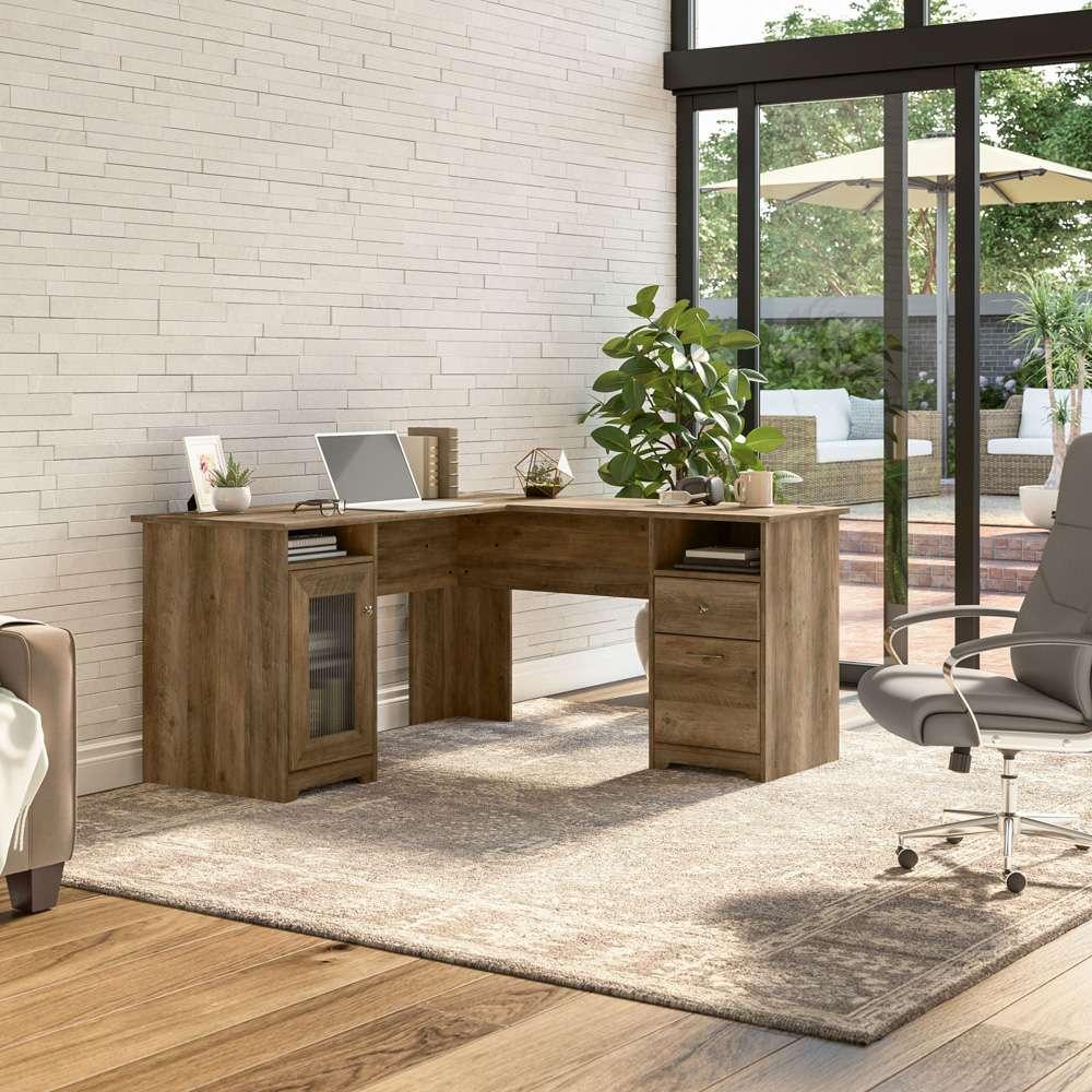 Bush Furniture  -  Cabot 60W L Shaped Computer Desk in Reclaimed Pine  - WC31530K veiw 9