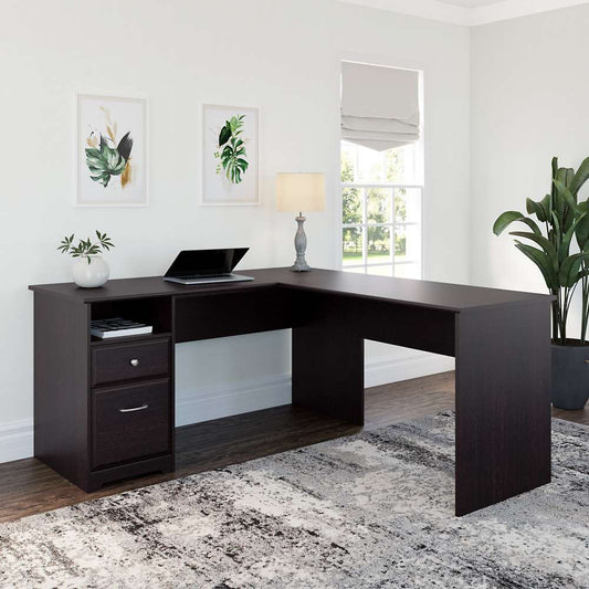 Bush Furniture - Cabot 60W L Shaped Computer Desk with Drawers in Espresso Oak - CAB044EPO veiw 2