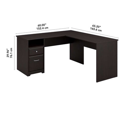 Bush Furniture - Cabot 60W L Shaped Computer Desk with Drawers in Espresso Oak - CAB044EPO veiw 5