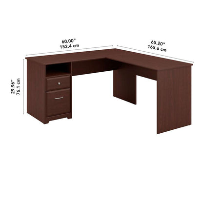 Bush Furniture - Cabot 60W L Shaped Computer Desk with Drawers in Harvest Cherry - CAB044HVC veiw 5