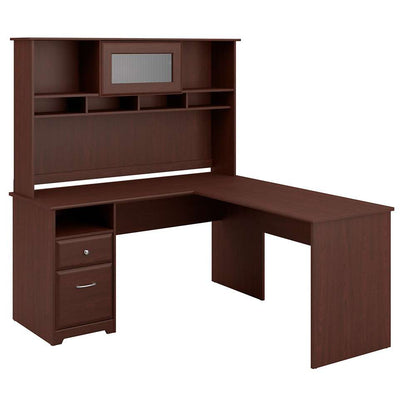 Bush Furniture - Cabot 60W L Shaped Computer Desk with Hutch and Drawers in Harvest Cherry - CAB046HVC veiw 1