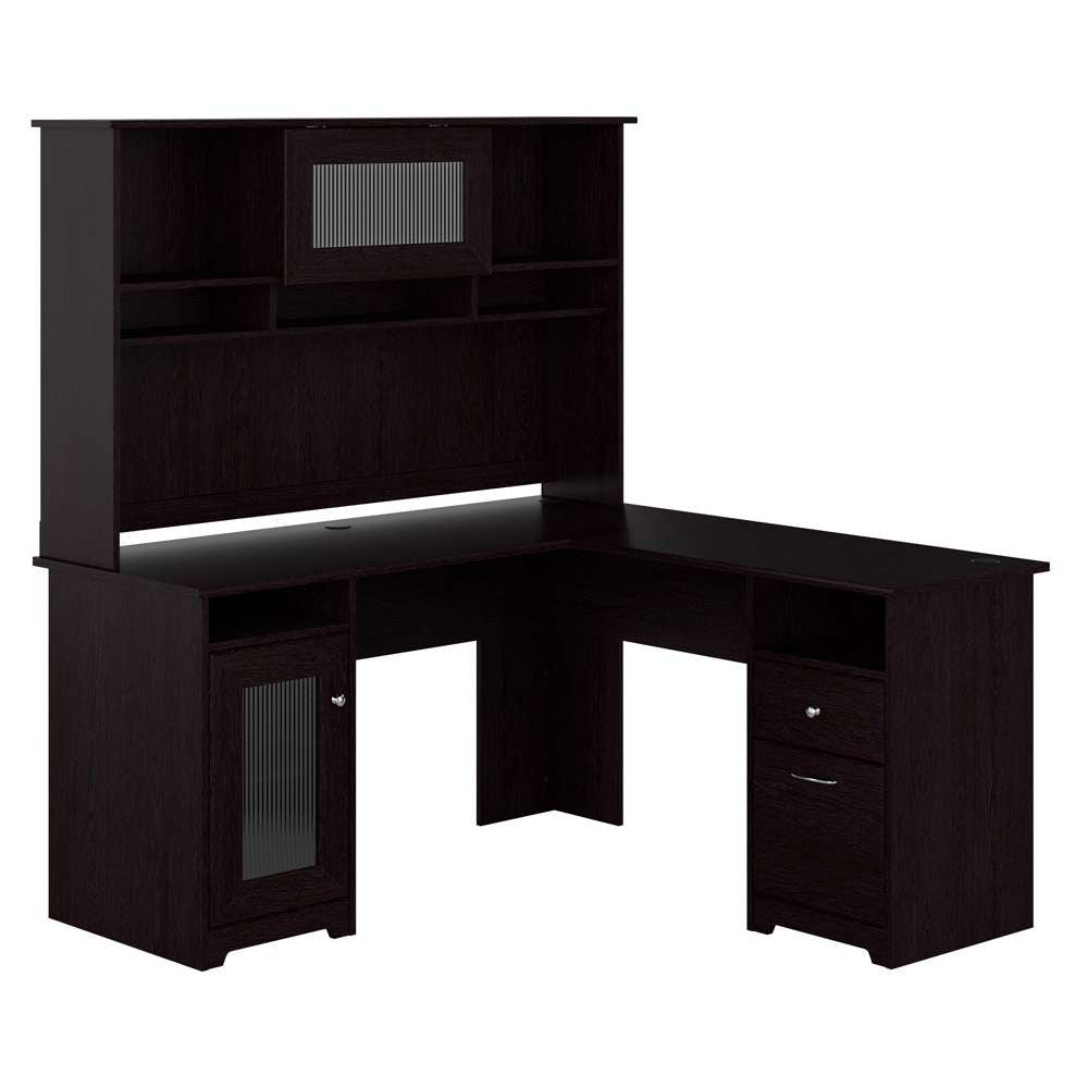 Bush Furniture - Cabot 60W L Shaped Computer Desk with Hutch in Espresso Oak - CAB001EPO veiw 1