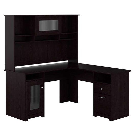 Bush Furniture - Cabot 60W L Shaped Computer Desk with Hutch in Espresso Oak - CAB001EPO veiw 1