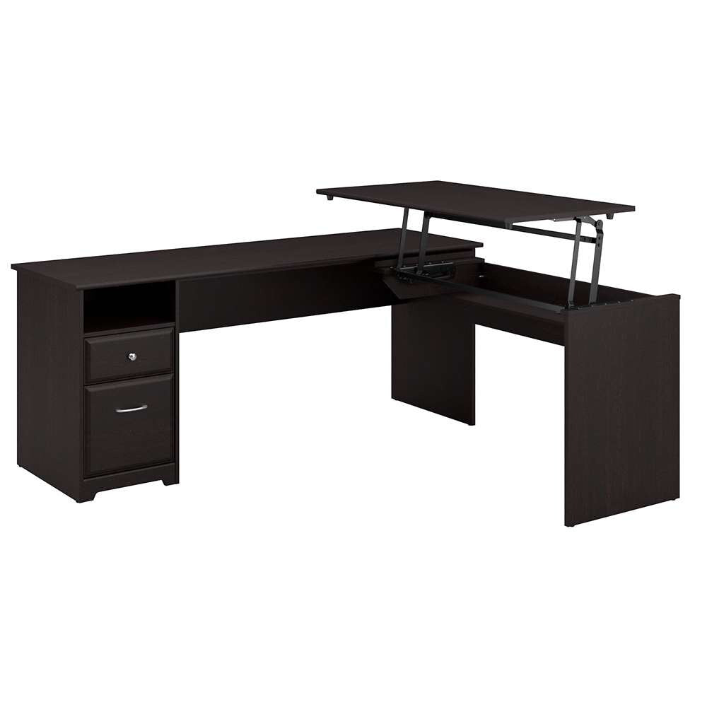 Bush Furniture - Cabot 72W 3 Position L Shaped Sit to Stand Desk in Espresso Oak - CAB050EPO veiw 1
