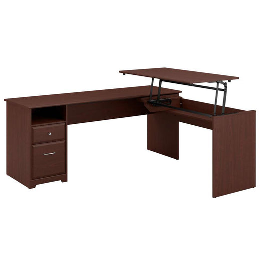 Bush Furniture - Cabot 72W 3 Position L Shaped Sit to Stand Desk in Harvest Cherry - CAB050HVC veiw 1