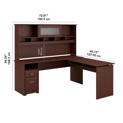 Bush Furniture - Cabot 72W 3 Position L Shaped Sit to Stand Desk with Hutch in Harvest Cherry - CAB052HVC veiw 5