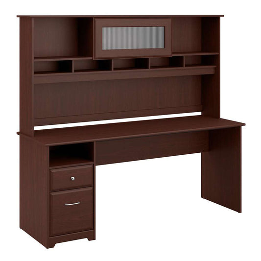 Bush Furniture - Cabot 72W Computer Desk with Hutch and Drawers in Harvest Cherry - CAB049HVC veiw 1