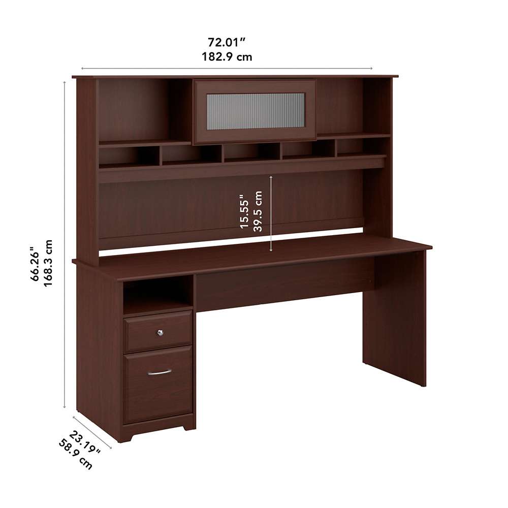 Bush Furniture - Cabot 72W Computer Desk with Hutch and Drawers in Harvest Cherry - CAB049HVC veiw 5