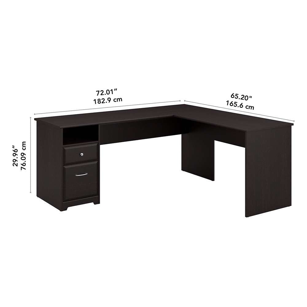 Bush Furniture - Cabot 72W L Shaped Computer Desk with Drawers in Espresso Oak - CAB051EPO veiw 5