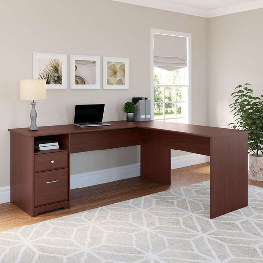 Bush Furniture - Cabot 72W L Shaped Computer Desk with Drawers in Harvest Cherry - CAB051HVC veiw 2